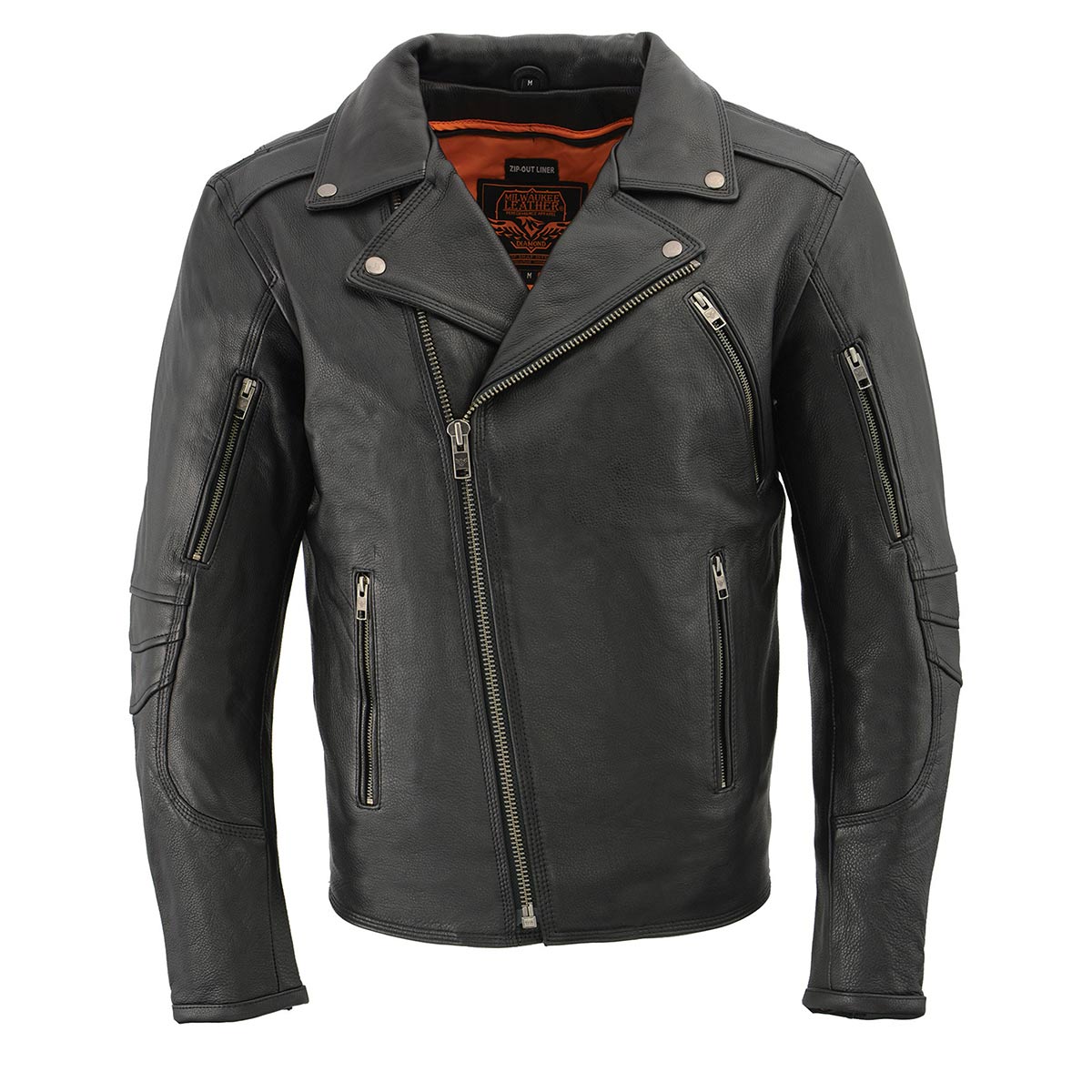 Milwaukee Leather MLM1515 Men's Black 'Triple Stitched' Beltless Motorcycle Leather Jacket