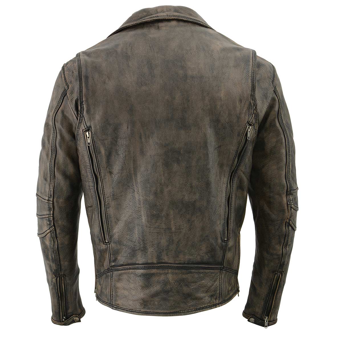 Milwaukee Leather MLM1515 Men's Distressed Brown 'Triple Stitched' Beltless Motorcycle Leather Jacket