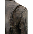 Milwaukee Leather MLM1515 Men's Classic Beltless Distressed Brown Leather Triple Stitched Motorcycle Biker Jacket