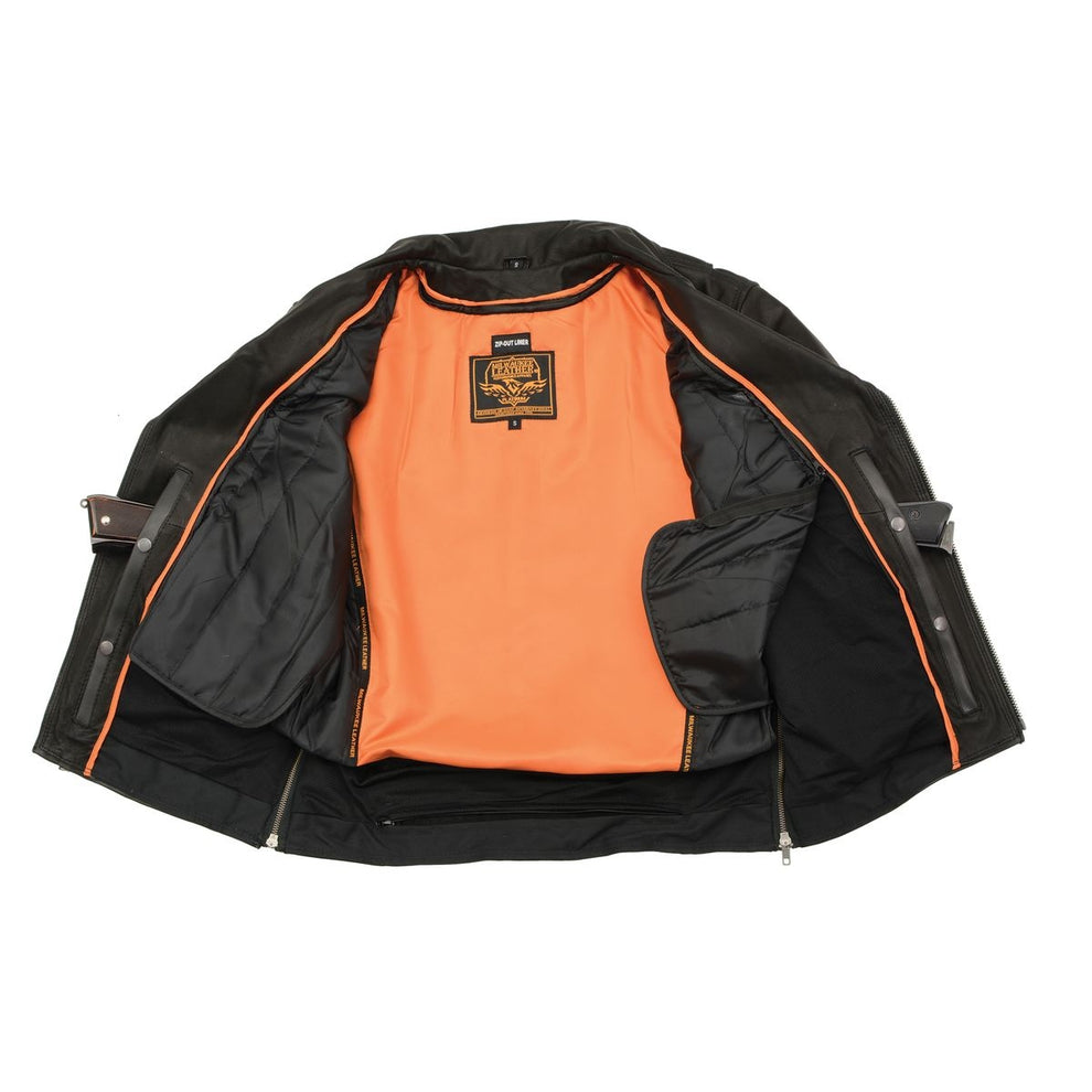 Milwaukee Leather MLM1516 Black Real Leather Motorcycle Jacket for Men ...