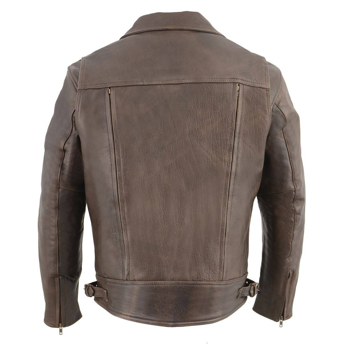 Milwaukee Leather MLM1522 Men's ‘Vented’ Retro Brown Leather Motorcycle Jacket