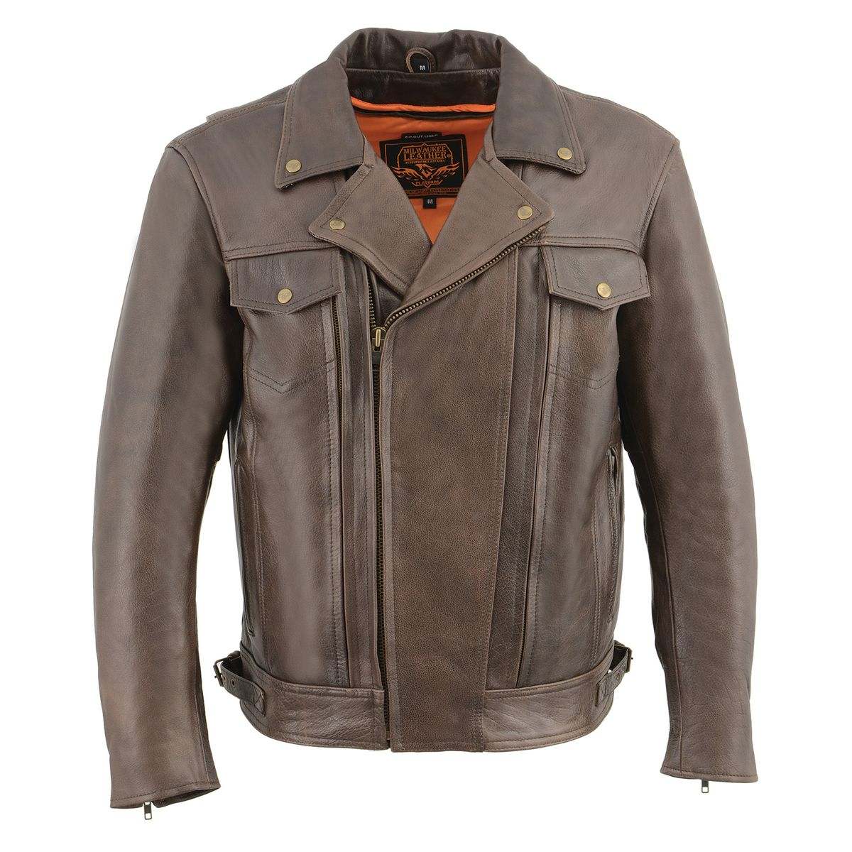 Milwaukee Leather MLM1522 Men's 'Vented' Retro Brown Leather