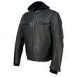 Milwaukee Leather MLM1523 Men's 'Scoundrel' Black Leather Fashion Motorcycle Riding Jacket w/ Removable Hoodie