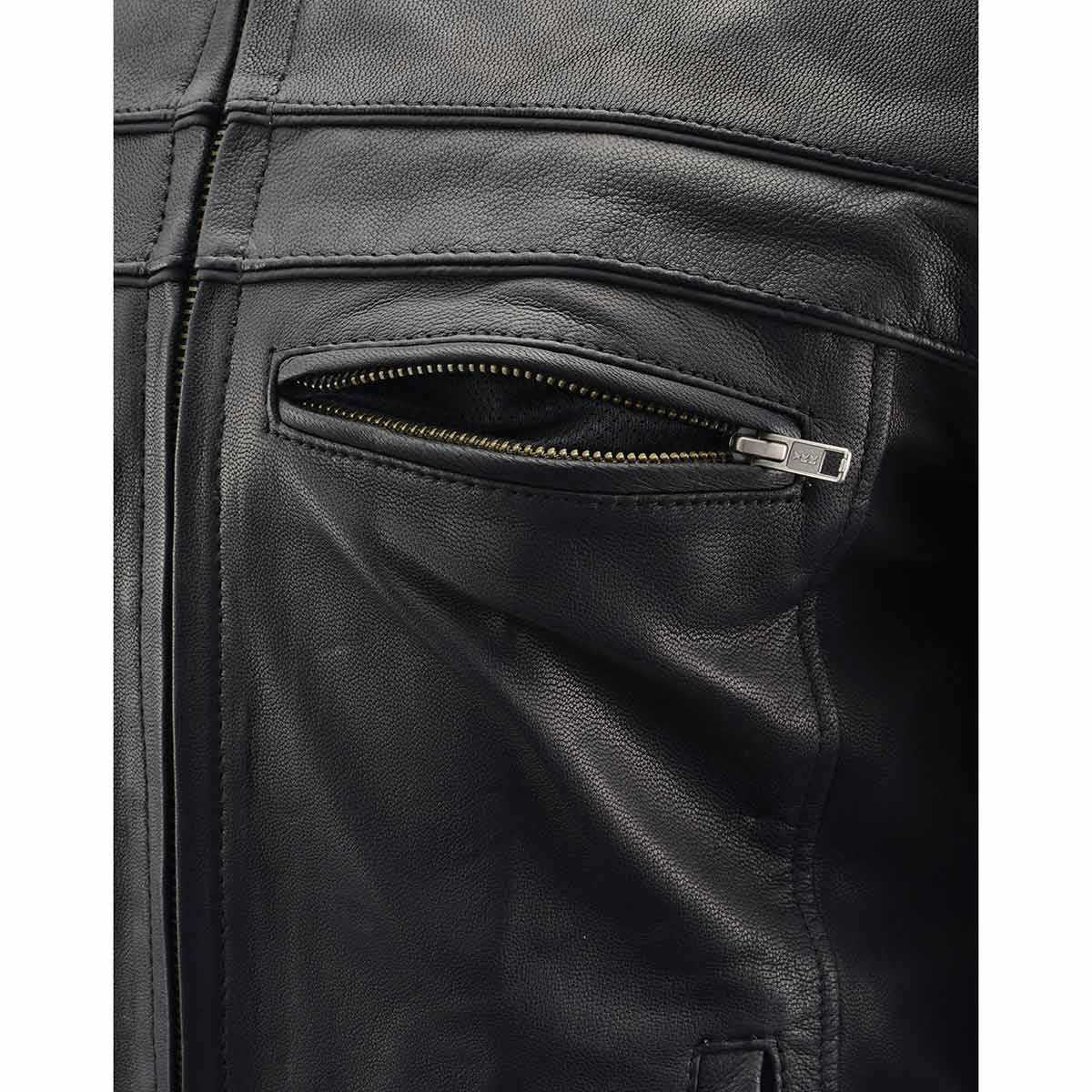 Milwaukee Leather MLM1525 Men's ‘Crossover’ Black Leather Lightweight MC Jacket