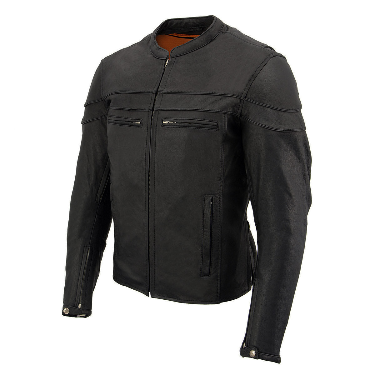 Milwaukee Leather MLM1525 Men's ‘Crossover’ Black Leather Lightweight MC Jacket