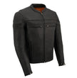 Milwaukee Leather MLM1525 Men's ‘Crossover’ Black Leather Lightweight MC Jacket