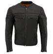 Milwaukee Leather MLM1525 Men's ‘Crossover’ Black Leather Lightweight MC Jacket