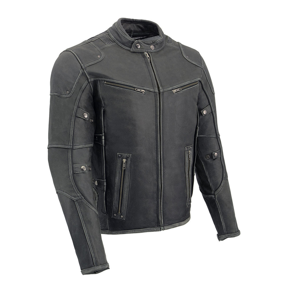 Milwaukee Leather MLM1536 Mens Vintage Distressed Grey Leather Scooter ...