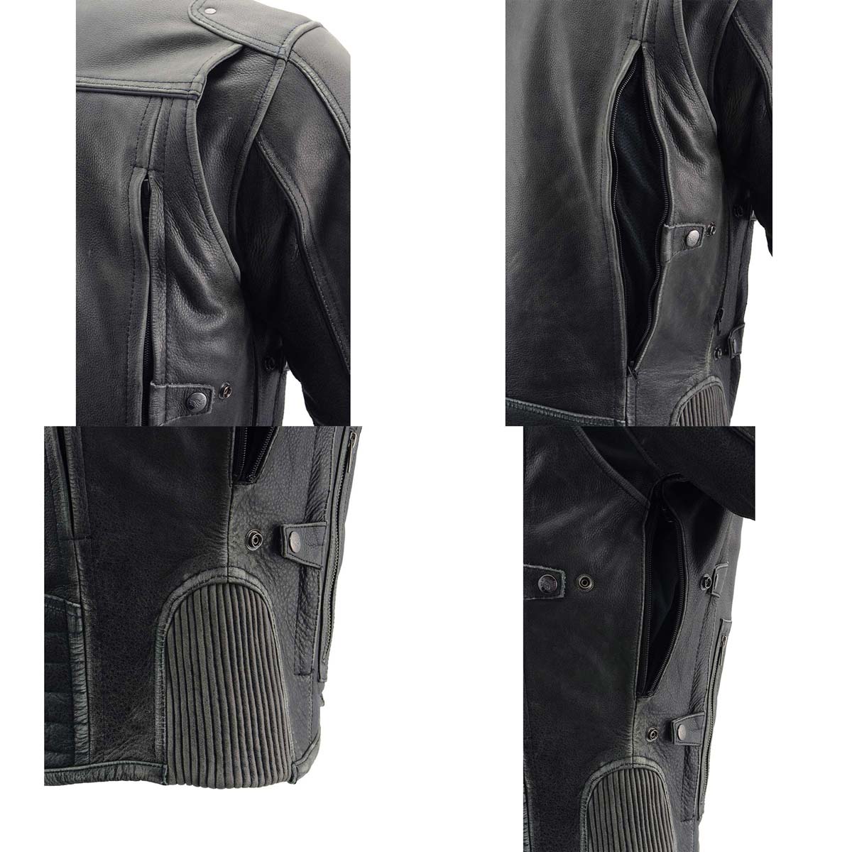 Milwaukee Leather MLM1536 Mens Vintage Distressed Grey Leather
