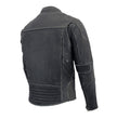 Milwaukee Leather MLM1536 Mens Vintage Distressed Grey Leather Scooter Style Motorcycle Jacket - Reflective Piping