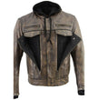 Milwaukee Leather MLM1538 Men's Distressed Brown Leather ‘Utility Pocket’ Vented Jacket with Removable Hoodie