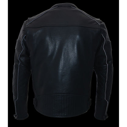 Milwaukee Leather MLM1545 Men's Quilted Pattern Triple Vent Black Leather Scooter Jacket