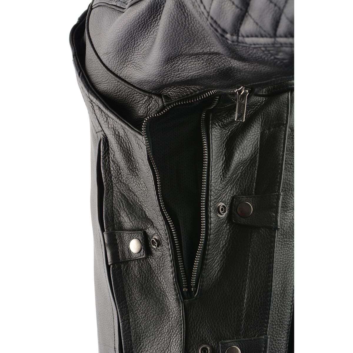 Milwaukee Leather MLM1545 Men's Quilted Pattern Triple Vent Black Leather Scooter Jacket