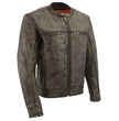 Milwaukee Leather MLM1550 Men's Vented Black-Beige Distressed Leather Scooter Style Motorcycle Jacket w/ Liner