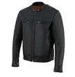 Milwaukee Leather MLM1551 Men's Black Lightweight Premium Leather Motorcycle Jacket w/ Cool-Tec Leather Treatement