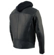 Milwaukee Leather MLM1552 Men's Black Leather ‘Utility Pocket’ Vented Scooter Style Motorcycle Jacket w/ Hoodie