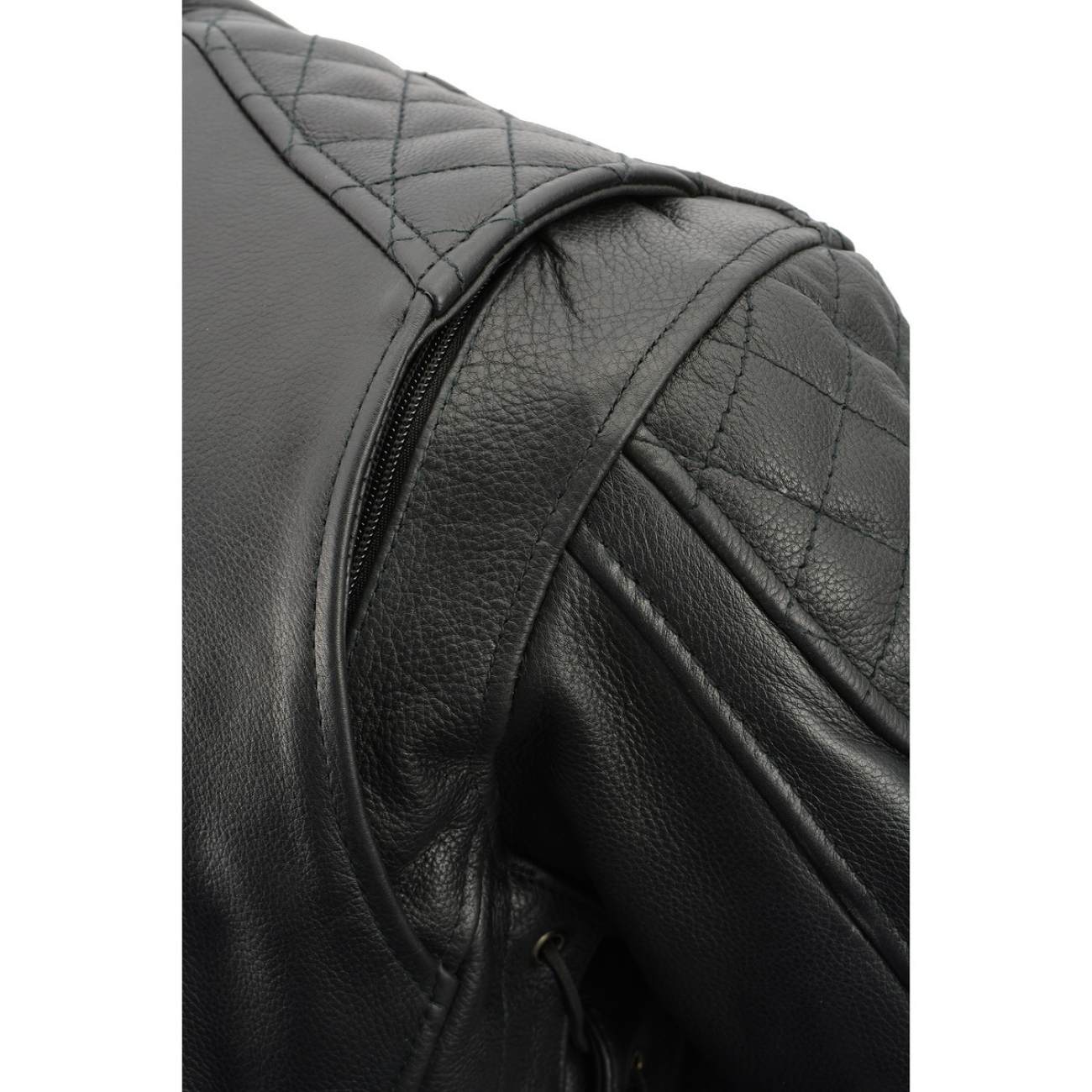 Milwaukee Leather MLM1580 Men's Full Side Lace Vented Black Leather Scooter Jacket