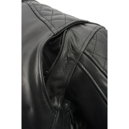 Milwaukee Leather MLM1580 Men's Full Side Lace Vented Black Leather Scooter Jacket