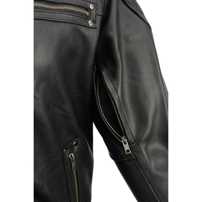 Milwaukee Leather MLM1580 Men's Full Side Lace Vented Black Leather Scooter Jacket