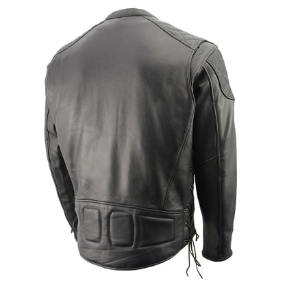 Milwaukee Leather MLM1580 Men's Full Side Lace Vented Black Leather Scooter Jacket