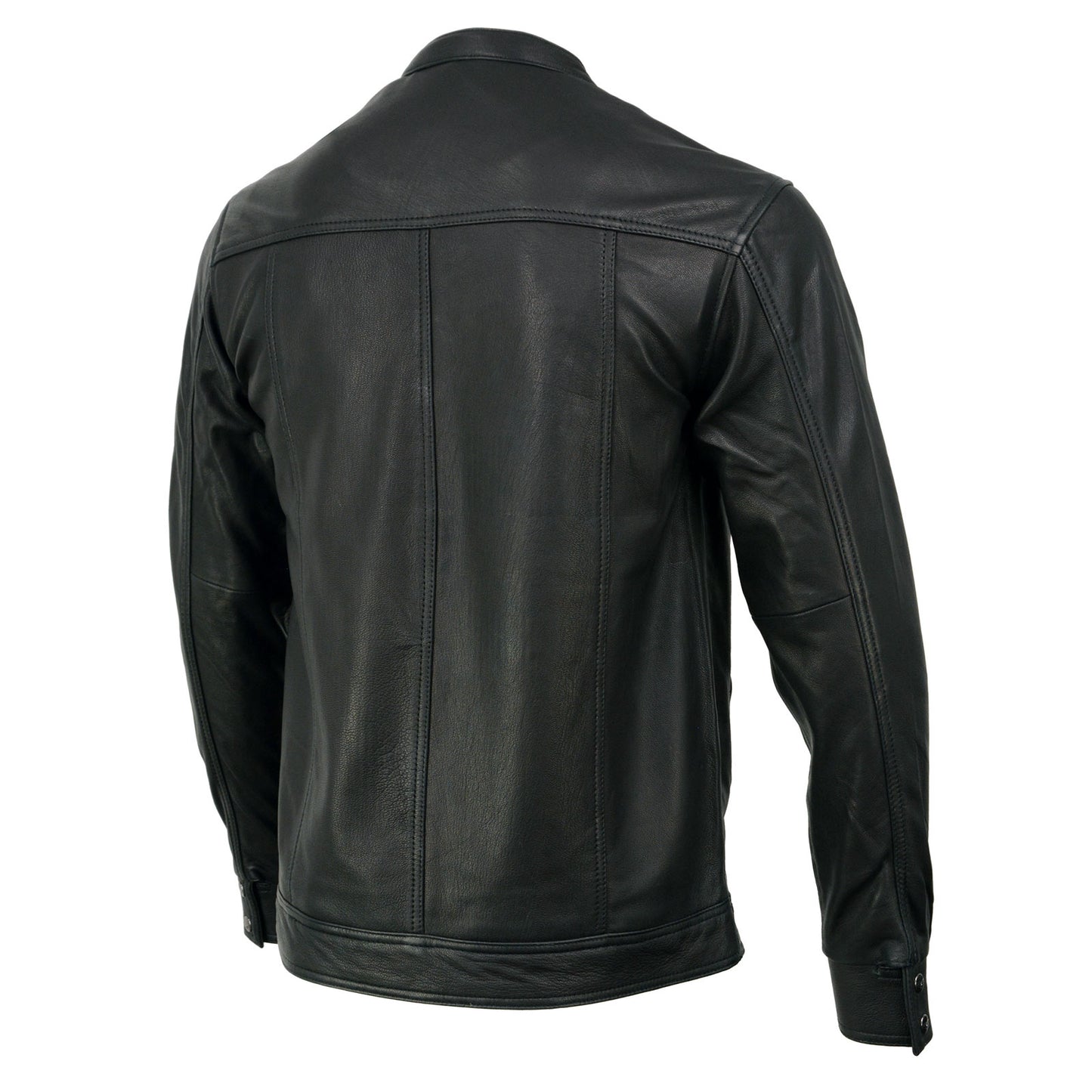 Milwaukee Leather MLM1604 Men's Stand-Up Collar Black Casual Biker Goat Skin Leather Shirt with Dual Closure