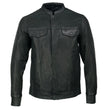 Milwaukee Leather MLM1604 Men's Stand-Up Collar Black Casual Biker Goat Skin Leather Shirt with Dual Closure