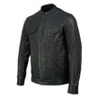 Milwaukee Leather MLM1604 Men's Stand-Up Collar Black Casual Biker Goat Skin Leather Shirt with Dual Closure