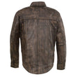 Milwaukee Leather MLM1606 Men's 'Button Down' Distressed Brown Casual Biker Leather Shirt