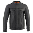 Milwaukee Leather MLM1610 Men's Club Style Black Casual Biker Leather Shirt with Dual Closure