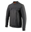 Milwaukee Leather MLM1610 Men's Club Style Black Casual Biker Leather Shirt with Dual Closure