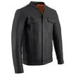 Milwaukee Leather MLM1610 Men's Club Style Black Casual Biker Leather Shirt with Dual Closure
