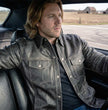 Milwaukee Leather MLM1612 Men's Distressed Grey Casual Biker Rider Leather Shirt w/ Vintage 5 Cent Buffalo Buttons
