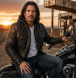 Milwaukee Leather Men's Leather Shirt Jacket with Removable Hoodie and Patch Access - MLM1614