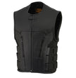 Milwaukee Leather MLM3500 Men's Swat Style Rider Leather Vest w/ Single Panel Back for Club Patches