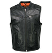 Milwaukee Leather MLM3502 Men's Black Premium Leather Motorcycle Rider Vest with Cool-Tec Leather Treatment Tech