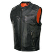 Milwaukee Leather MLM3502 Men's Black Premium Leather Motorcycle Rider Vest with Cool-Tec Leather Treatment Tech