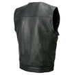 Milwaukee Leather MLM3503 Men's Pursuit Black Premium Goat Leather V Neck Club Style Motorcycle Rider Vest