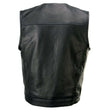 Milwaukee Leather MLM3503 Men's Pursuit Black Premium Goat Leather V Neck Club Style Motorcycle Rider Vest