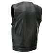 Milwaukee Leather MLM3503 Men's Pursuit Black Premium Goat Leather V Neck Club Style Motorcycle Rider Vest