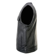 Milwaukee Leather MLM3503 Men's Pursuit Black Premium Goat Leather V Neck Club Style Motorcycle Rider Vest