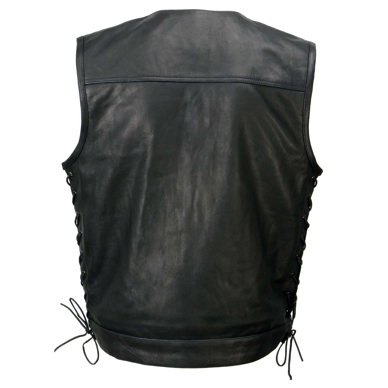 Milwaukee ブラックレザー ベスト 3XL Milwaukee Leather MLM3504 Men's Black 'Pursuit' V Neck Club Style