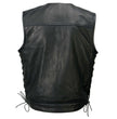 Milwaukee Leather MLM3504 Men's Black 'Pursuit' V Neck Club Style Motorcycle Leather Vest with Adjustable Side Laces