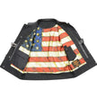 Milwaukee Leather MLM3506 Men's Black Premium Leather Vest - Old Glory Laced Armholes Red Stitching Club Style Vest