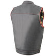 Milwaukee Leather MLM3506 Men's Black Premium Leather Vest - Old Glory Laced Armholes Red Stitching Club Style Vest