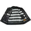 Milwaukee Leather MLM3507 Men's Old Glory Black Premium Leather Club Style Vest w/ Grey Stitching Laced Armholes