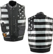 Milwaukee Leather MLM3507 Men's Old Glory Black Premium Leather Club Style Vest w/ Grey Stitching Laced Armholes
