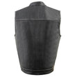 Milwaukee Leather MLM3507 Men's Old Glory Black Premium Leather Club Style Vest w/ Grey Stitching Laced Armholes