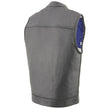 Milwaukee Leather MLM3508 Men's Black Premium Leather Vest - Old Glory Laced Armholes Black Stitching Club Style Vest