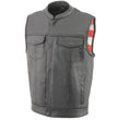 Milwaukee Leather MLM3508 Men's Black Premium Leather Vest - Old Glory Laced Armholes Black Stitching Club Style Vest