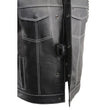 Milwaukee Leather MLM3509 Men's Black Premium Leather Vest - Old Glory Laced Armholes White Stitching Club Style Vest